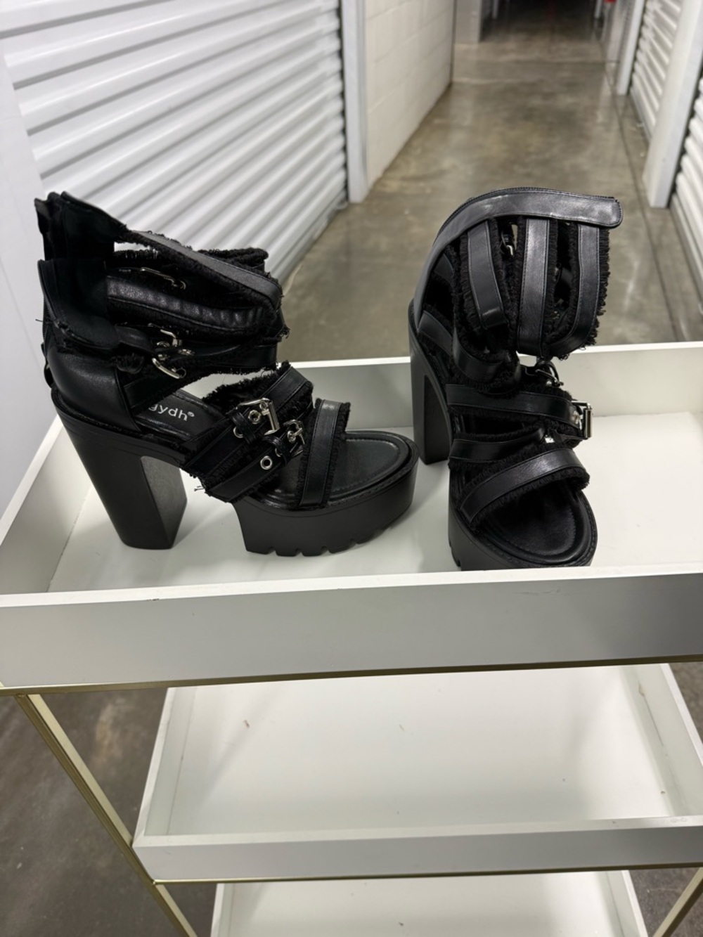 Black Platform Strappy High Heel Sandals